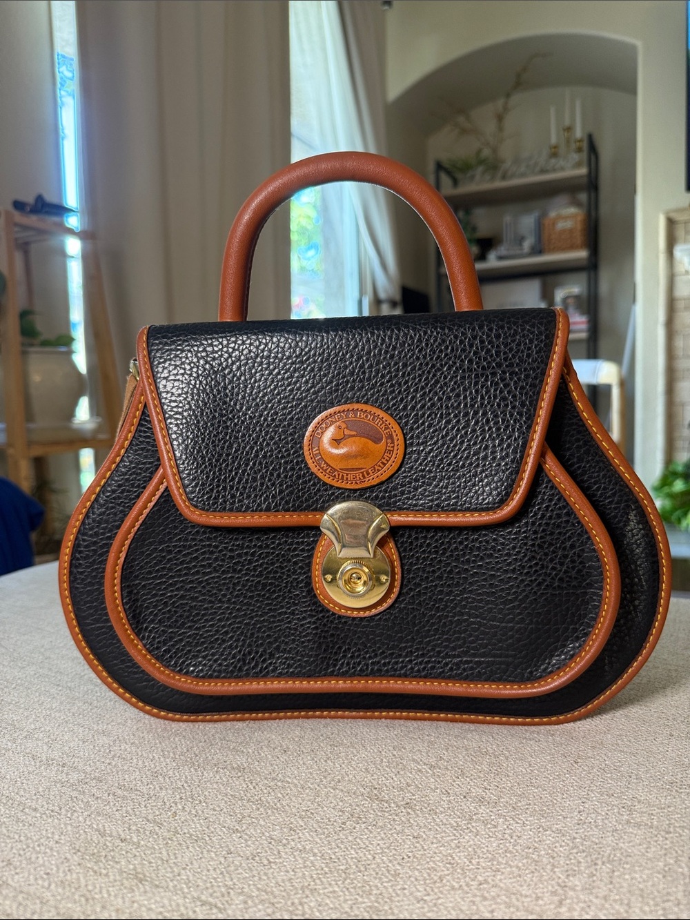 Vintage Dooney & Bourke All-Weather Pebbled Leather Top Handle Satchel Bag